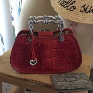 Brighton Red Leather Tote with metal handles